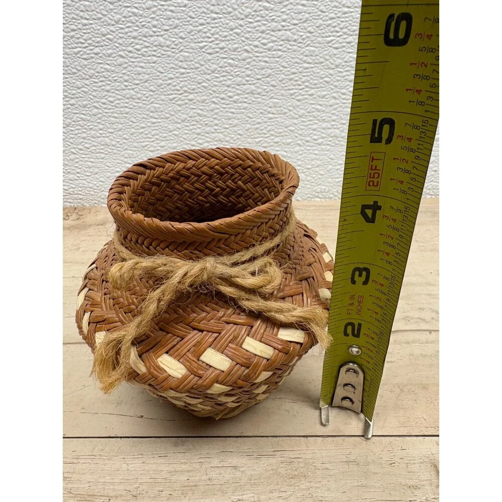 Vtg Set Of 2 Tarahumara Pine Needles Basket Handmade IN USA